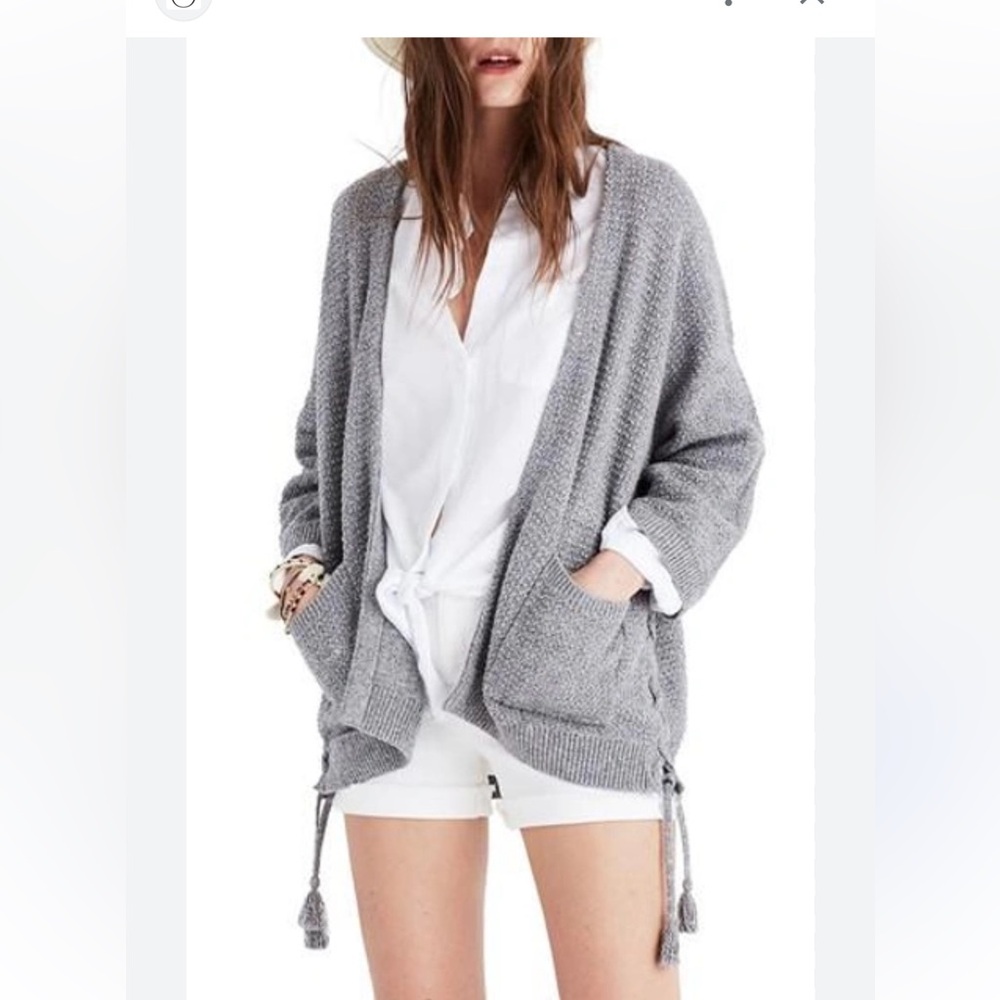 Madewell Side Lace-up Cardigan in Marled Shadow